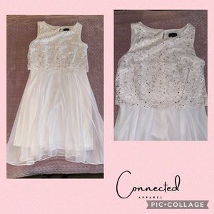 Beautiful!! Beaded On Lace, Chiffon Skirted   Wedding/ Semi-formal Dress. Sz 12